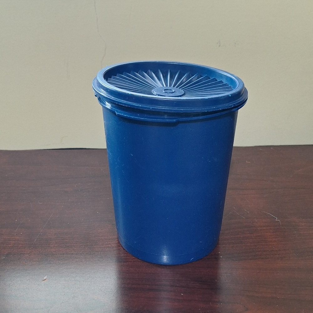 Vintage Blue Tupperware Plastic Container With Lid